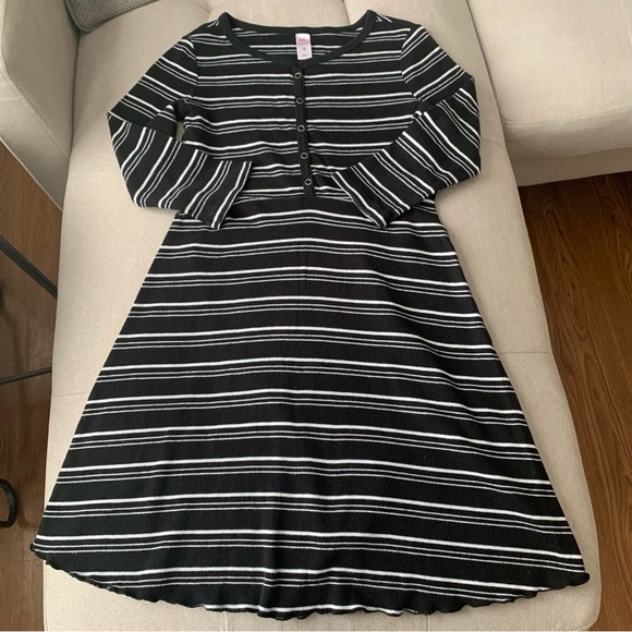 Justice Girls Size 10 Black & White Striped A Line Dress - Picture 2 of 7